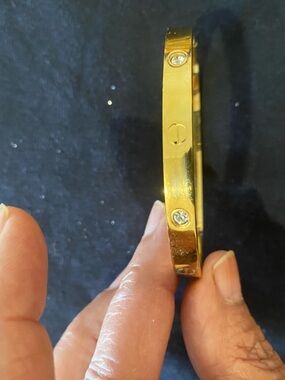 Cartier Gold Bangle with Clear Crystal Accents